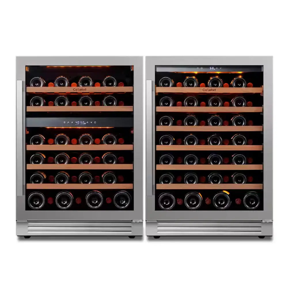 48 In. Triple Zone Cellar Cooling Unit 100-Bottles Built- in Wine Cooler Side-By-Side Refrigerator Frost Free in Black | Fridge.com