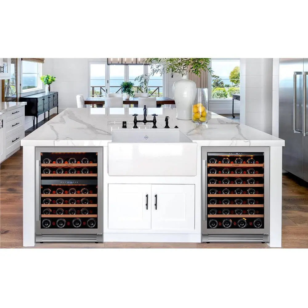 48 In. Triple Zone Cellar Cooling Unit 100-Bottles Built- in Wine Cooler Side-By-Side Refrigerator Frost Free in Black | Fridge.com