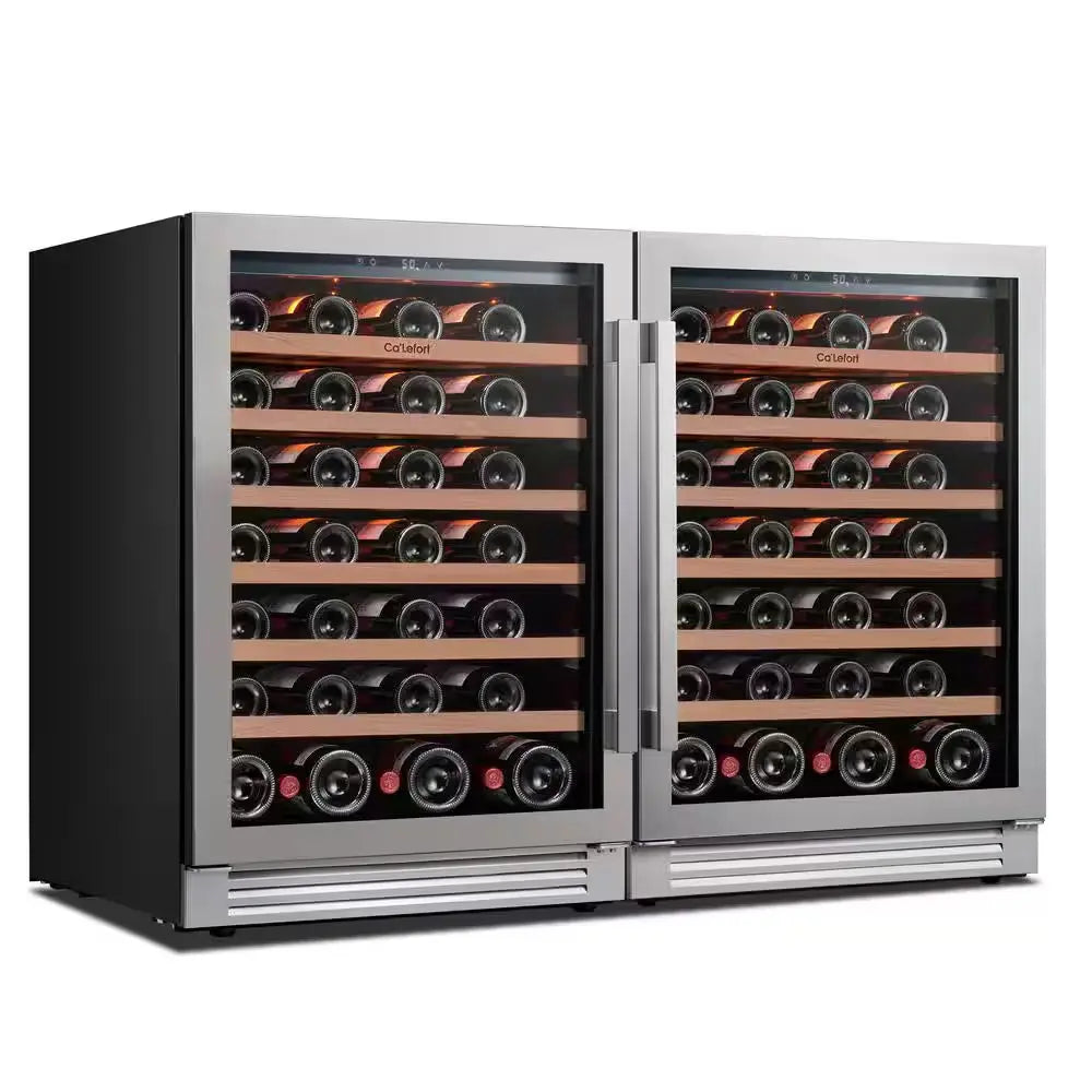 48 In. Triple Zone Cellar Cooling Unit 100-Bottles Built- in Wine Cooler Side-By-Side Refrigerator Frost Free in Black | Fridge.com