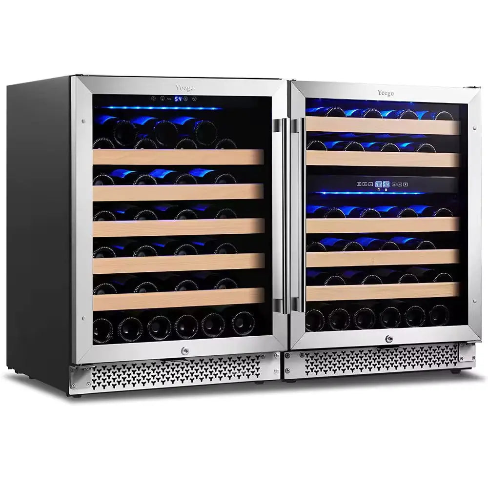 48 In. Triple Zone Cellar Cooling Unit 98-Bottles Built- in Wine Cooler Side-By-Side Refrigerators Frost Free in Black | Fridge.com