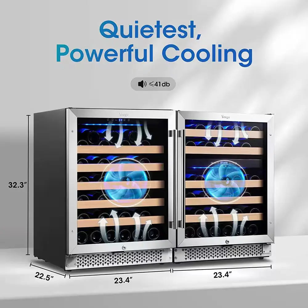 48 In. Triple Zone Cellar Cooling Unit 98-Bottles Built- in Wine Cooler Side-By-Side Refrigerators Frost Free in Black | Fridge.com