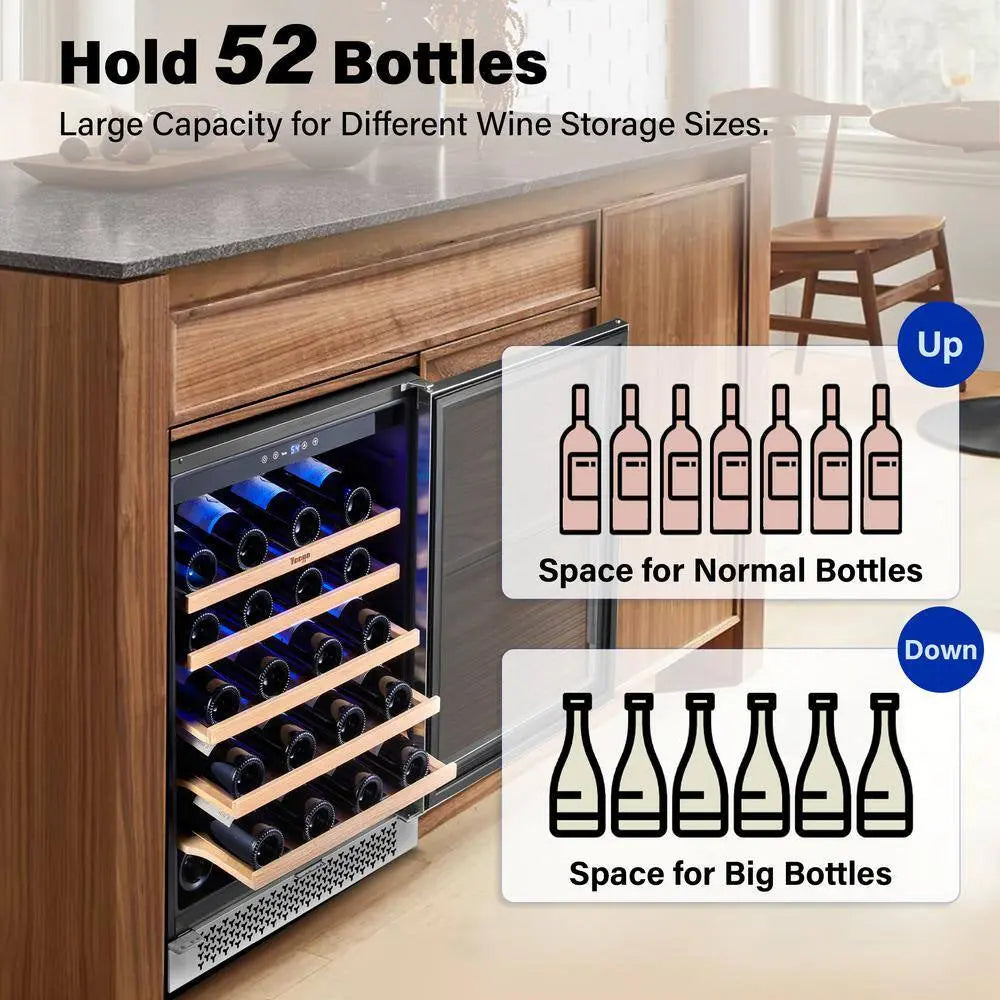 48 In. Triple Zone Cellar Cooling Unit 98-Bottles Built- in Wine Cooler Side-By-Side Refrigerators Frost Free in Black | Fridge.com