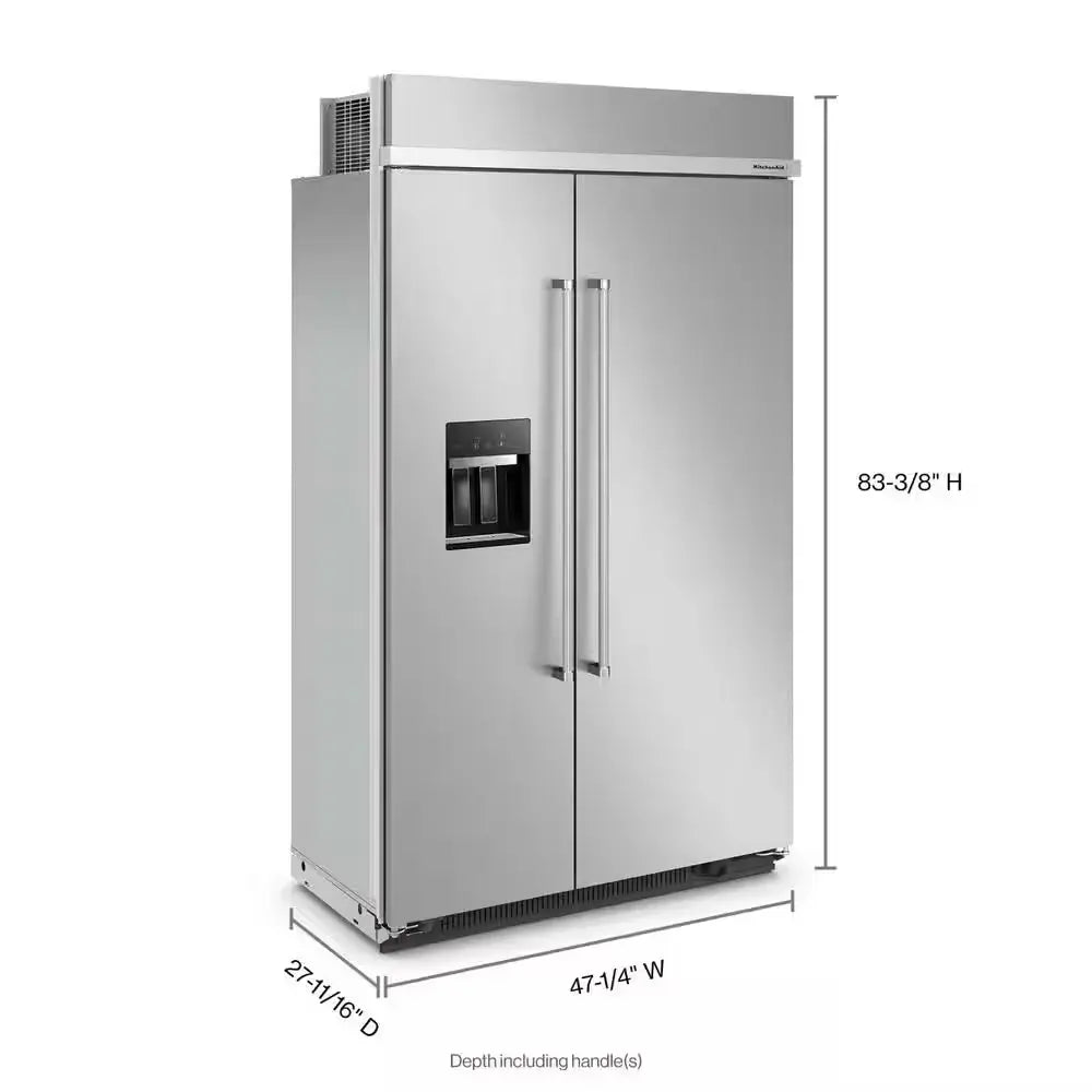 48 In. W 29.4 Cu. Ft. Built-In Side by Side Refrigerator in Stainless Steel with Printshield Finish | Fridge.com