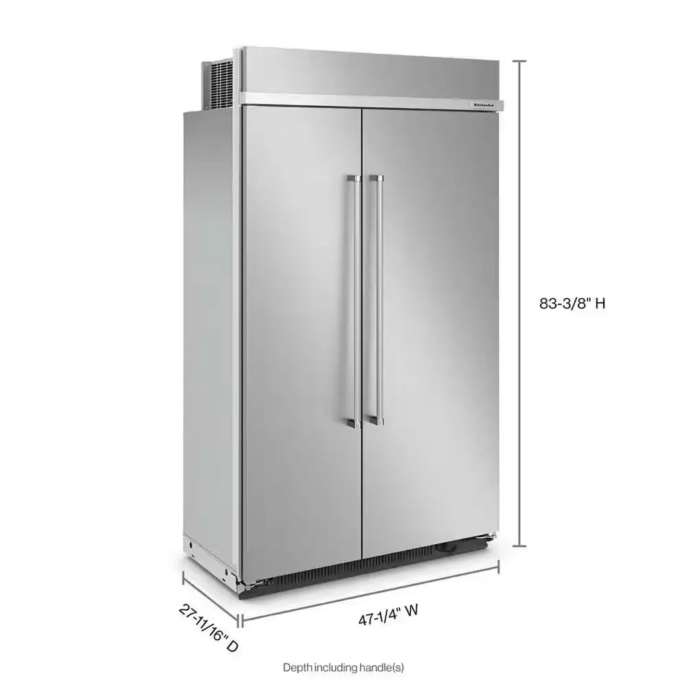 48 In. W 30 Cu. Ft. Built-In Side by Side Refrigerator in Stainless Steel with Printshield | Fridge.com