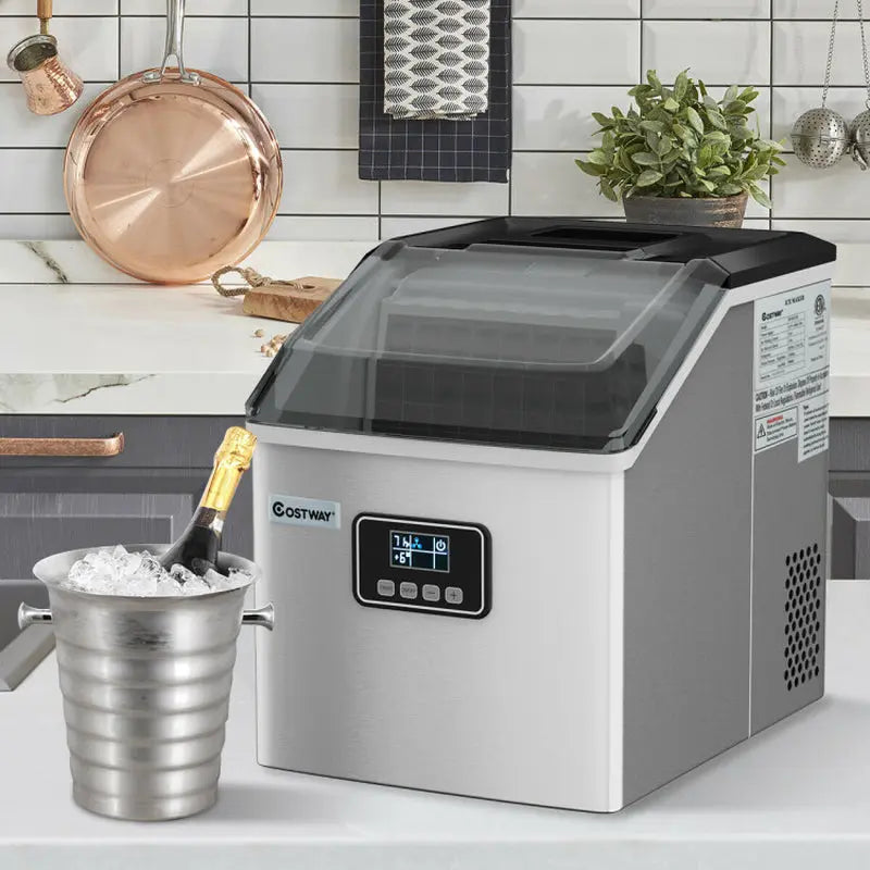 48 Lbs Stainless Self-Clean Ice Maker with LCD Display | Fridge.com