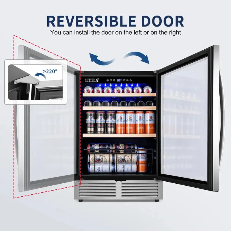 48" Beverage Refrigerator 300 Can Dual Zone Built-In Split Beer Cooler with Four Handles | Fridge.com