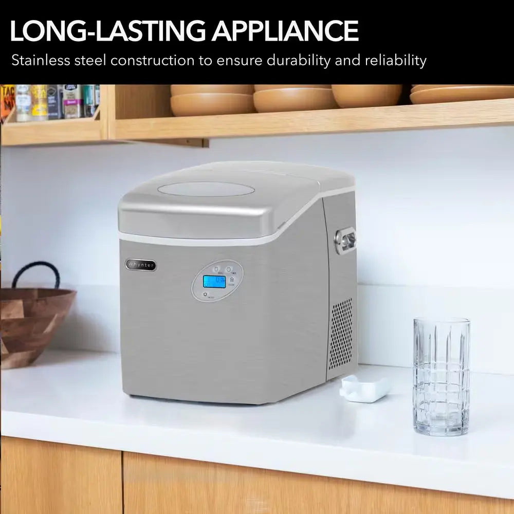 49 Lb. Portable Ice Maker in Stainless Steel with Water Connection | Fridge.com