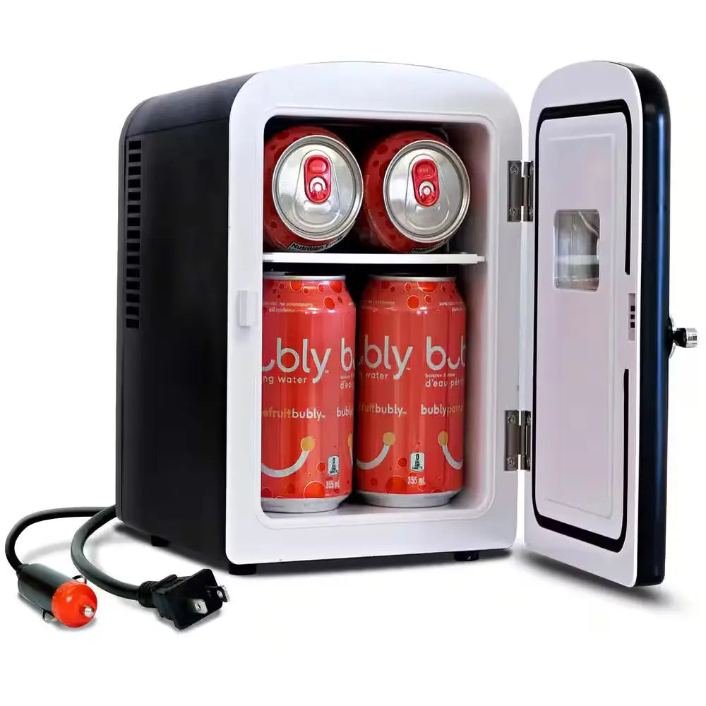 4L Retro Portable Mini Fridge With12V DC and 110V AC Cords, 6 Can Personal Cooler, Pink | Fridge.com