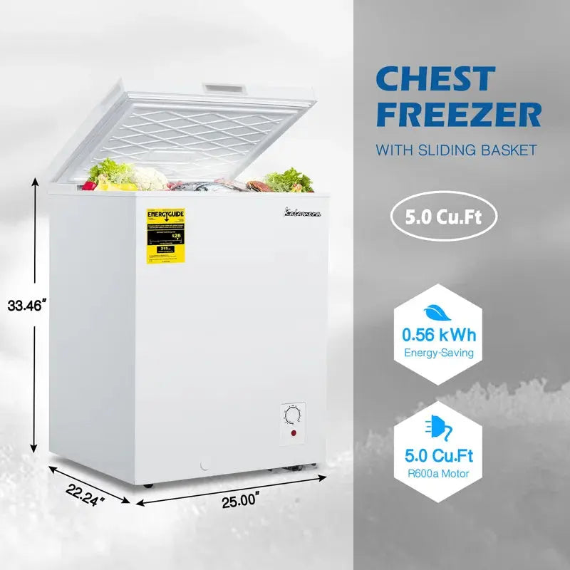 5 Cubic Feet Garage Ready Chest Freezer with Adjustable Temperature Controls | Fridge.com