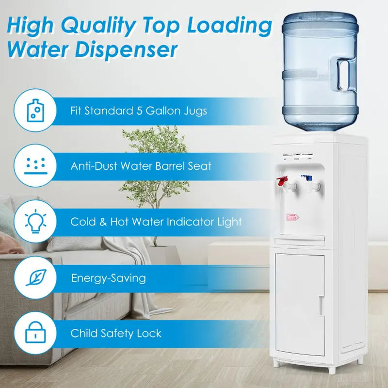 5 Gallons Hot and Cold Water Cooler Dispenser with Child Safety Lock | Fridge.com