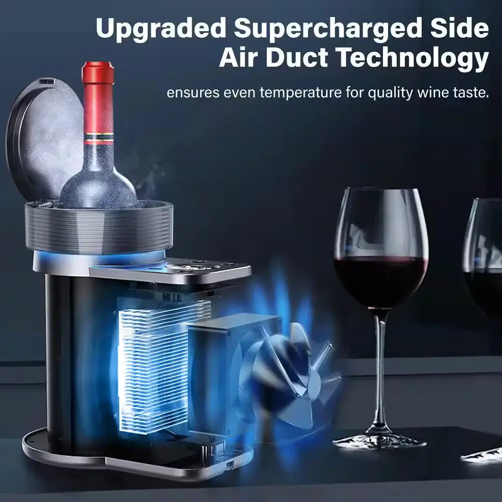 5.9 In. Portable Single Bottle Cellar Cooling Unit Wine Beverage Cooler in Stainless Steel + Car Charger Adapter | Fridge.com