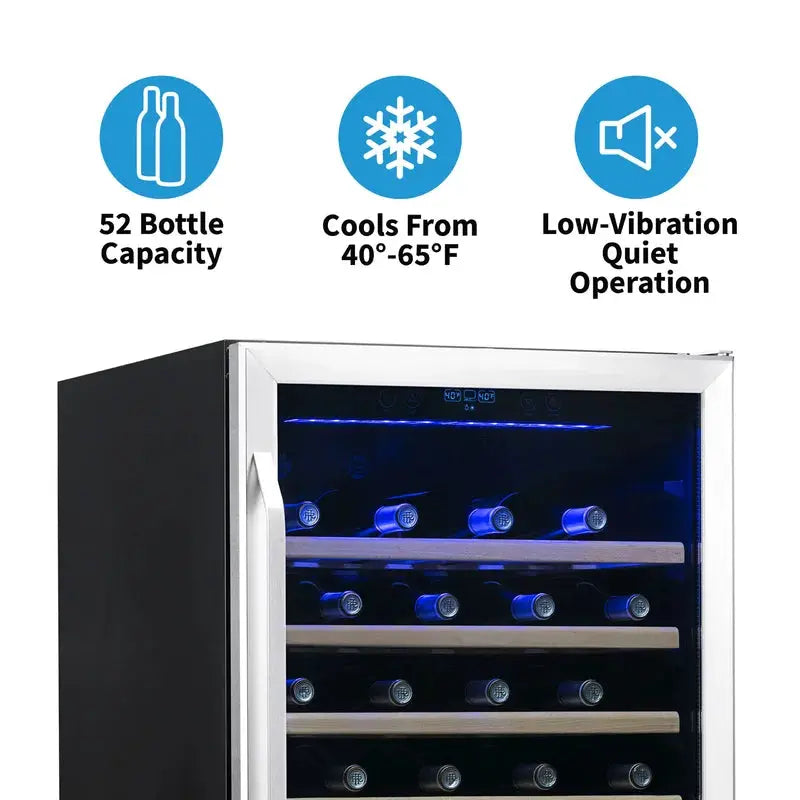 52 Bottle Compressor Wine Cooler, Stainless Steel | Fridge.com