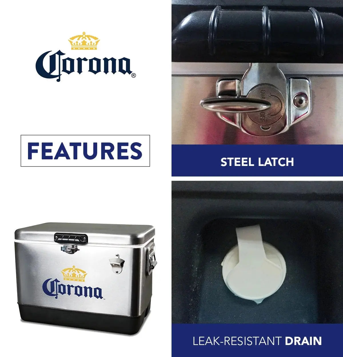 Corona Ice Chest Cooler with Bottle Opener 51L /54 Quart | Fridge.com