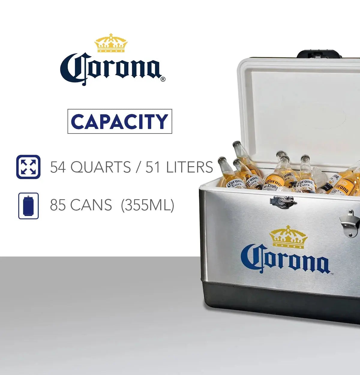 Corona Ice Chest Cooler with Bottle Opener 51L /54 Quart | Fridge.com