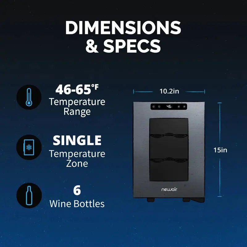 6 Bottle and 6 Can Single Zone Freestanding Wine Refrigerator | Fridge.com