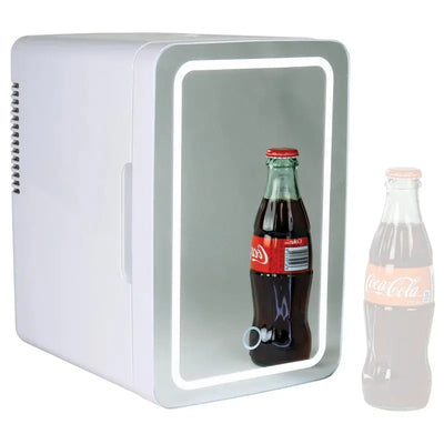 6.2 Qt. Cosmetics Mini Fridge with Makeup Mirror and LED Ring Light, 6 Can Mini Cooler | Fridge.com