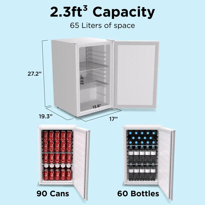 HUSKY Premium Undercounter/Freestanding Beverage Cooler & Mini Fridge 2.3 Cu. Ft./65L with Reversible Door | Fridge.com