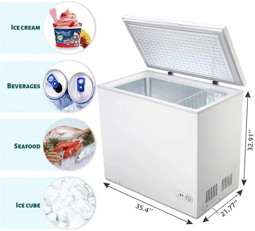 7 Cubic Feet Garage Ready Chest Freezer with Adjustable Temperature Controls and LED Light | Fridge.com