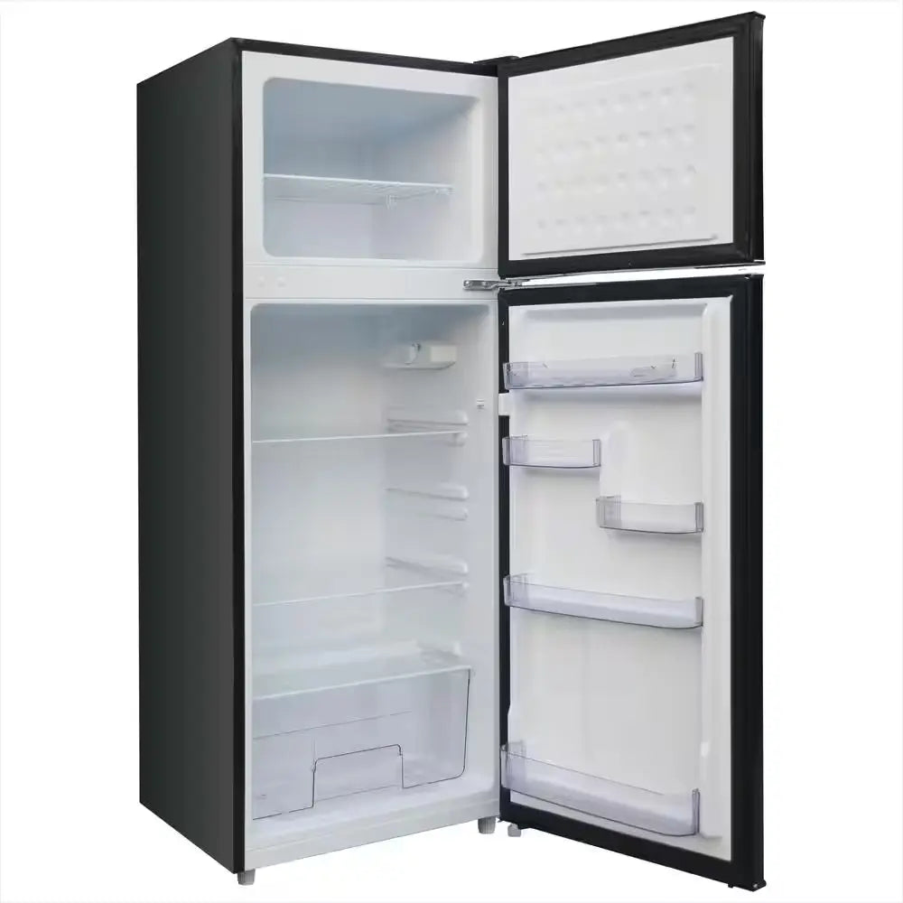 7.5 Cu Ft Mini Refrigerator with Top Freezer and Chrome Handles in Black | Fridge.com