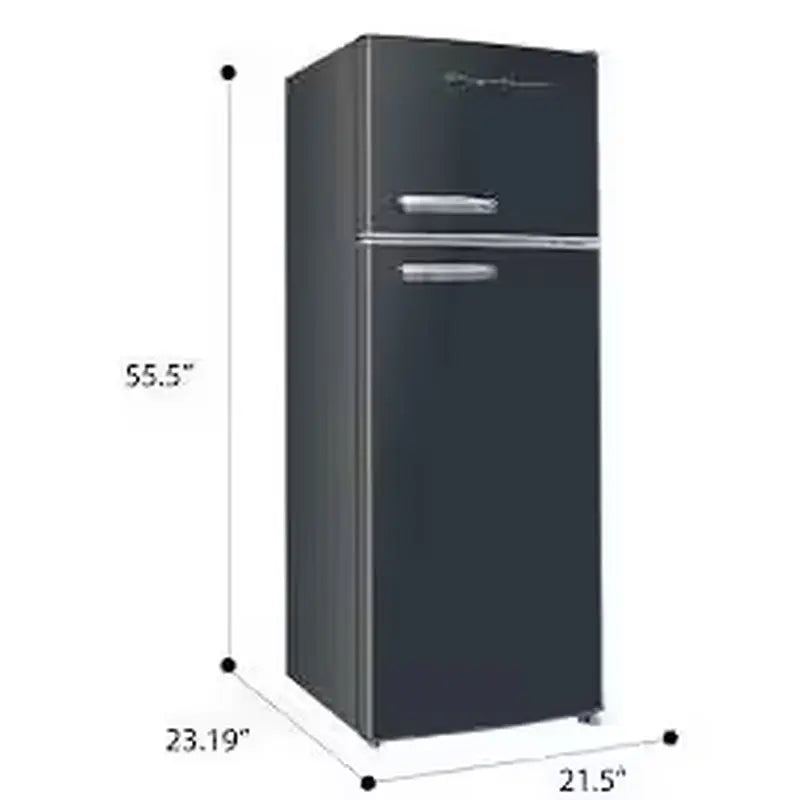 7.5 Cu Ft Mini Refrigerator with Top Freezer and Chrome Handles in Black | Fridge.com