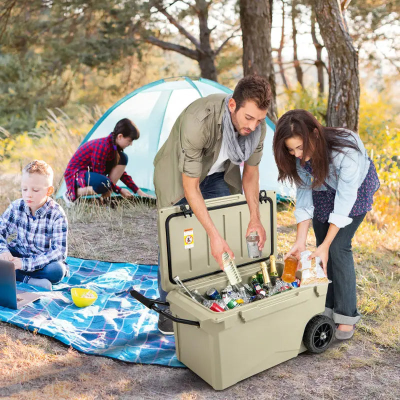 75 Quart Portable Cooler Rotomolded Ice Chest with Handles and Wheels | Fridge.com