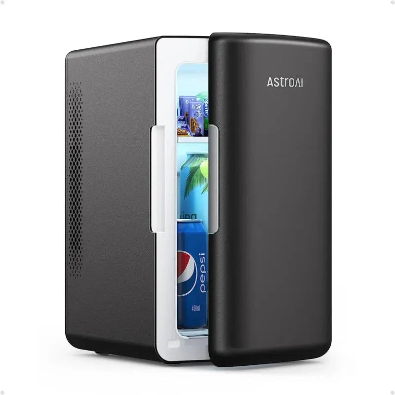 Astroai 6 Liter/8 Can Mini Fridge for Food and Skincare Black | Fridge.com