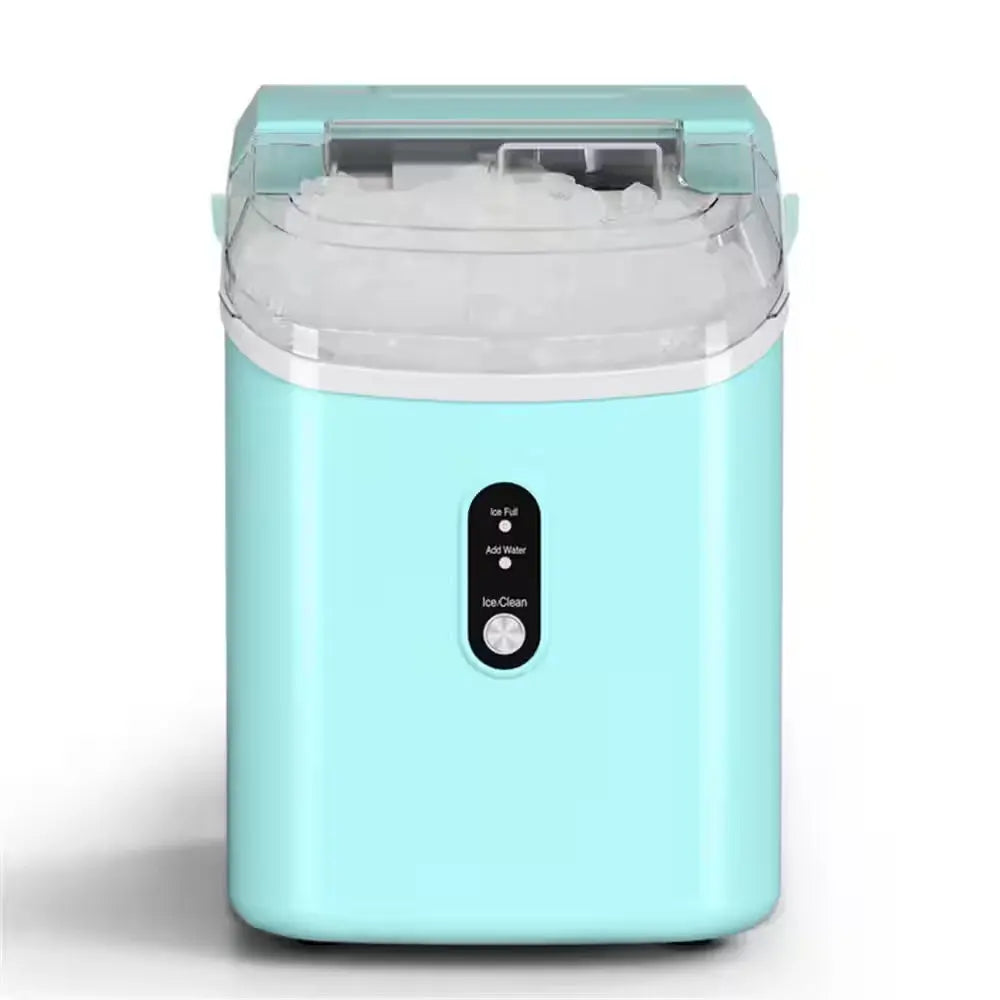 8.5 In. 33 Lbs. Portable Nugget Ice Maker with Handle and Soft Chewable Ice in Green | Fridge.com