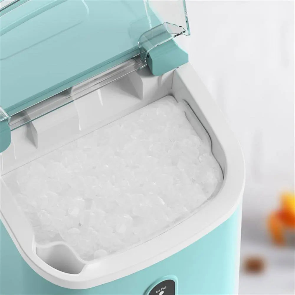 8.5 In. 33 Lbs. Portable Nugget Ice Maker with Handle and Soft Chewable Ice in Green | Fridge.com