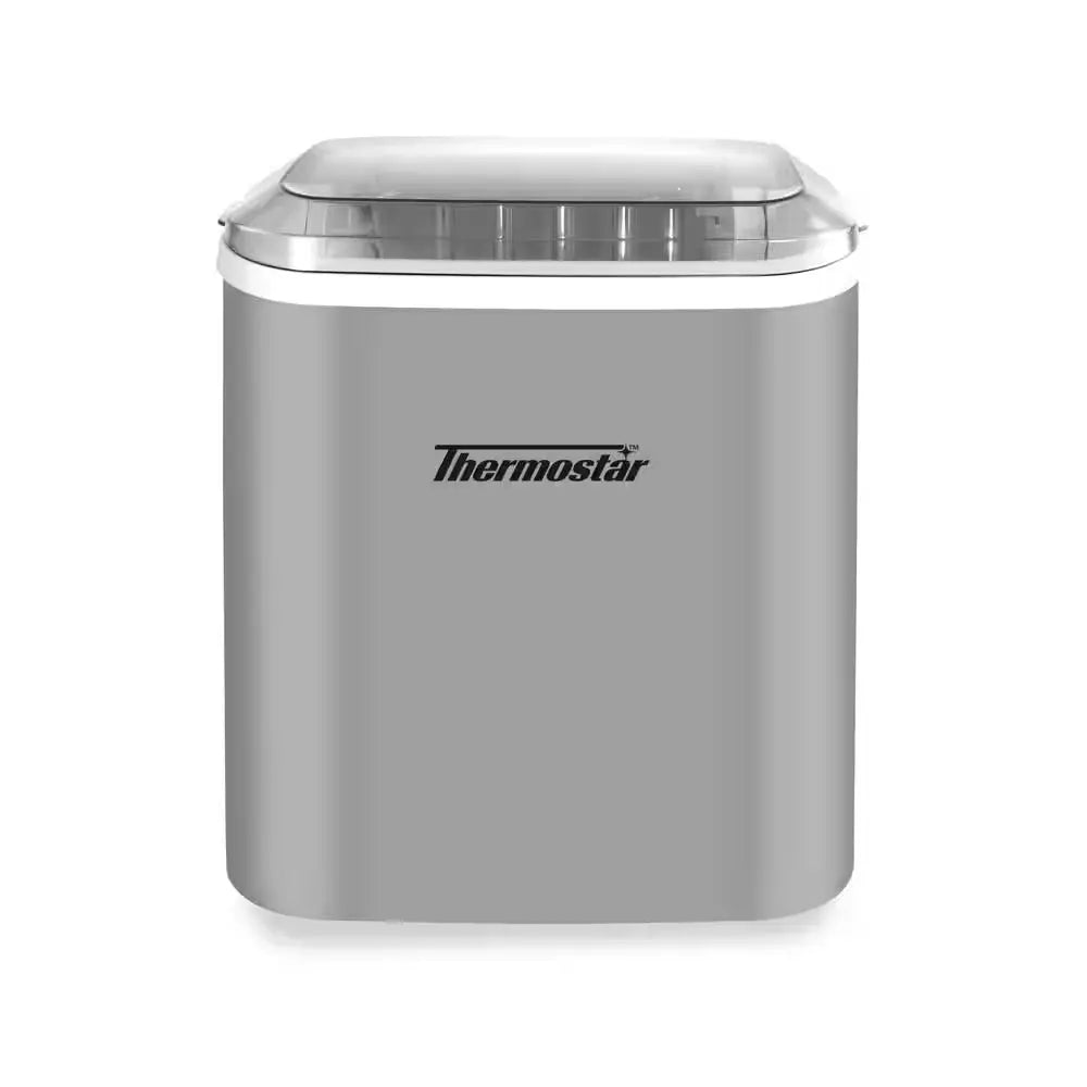 8.6 In. 26 Lb. Self-Cleaning Portable Ice Maker Machine in Silver with Handle | Fridge.com