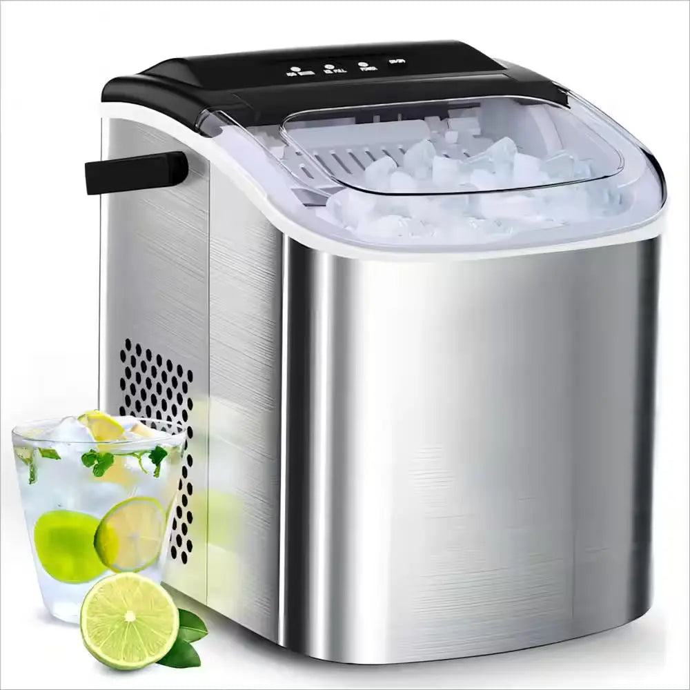 8.66 In. 26 Lbs. Countertop or Portable Bullet Ice Maker in Stainless Steel Silver | Fridge.com