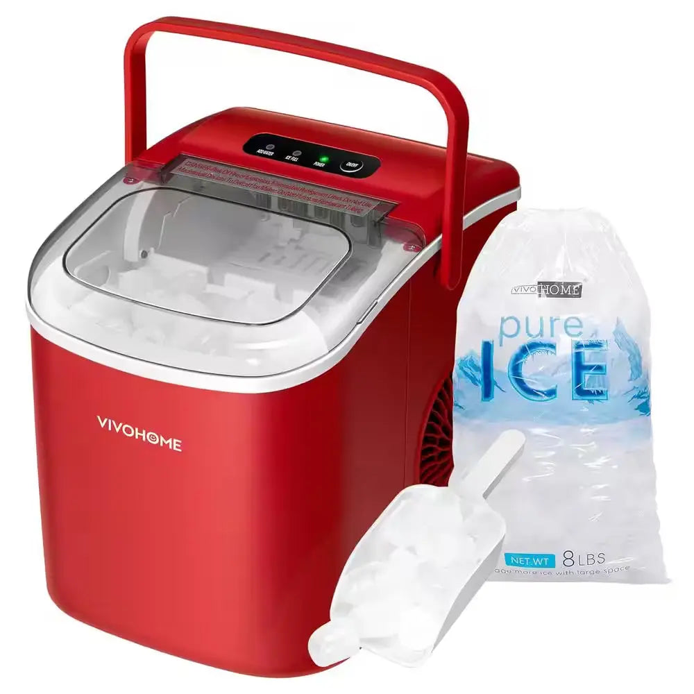 8.7 In. 26 Lbs. Electric Portable Ice Maker with Handleand Self Cleaning Function in Silver | Fridge.com