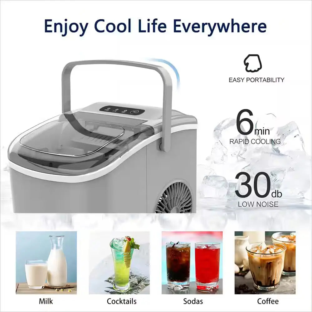 8.7 In. W 26 Lbs. per Day Bullet Ice Portable Counter Top Ice Maker in Grey | Fridge.com