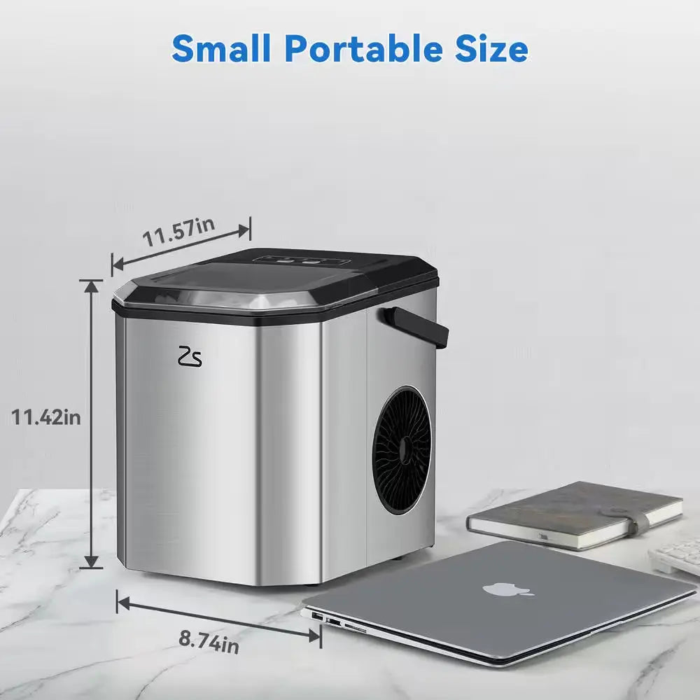 8.74 In. 26 Lb. Portable Ice Maker in Stainless Steel | Fridge.com