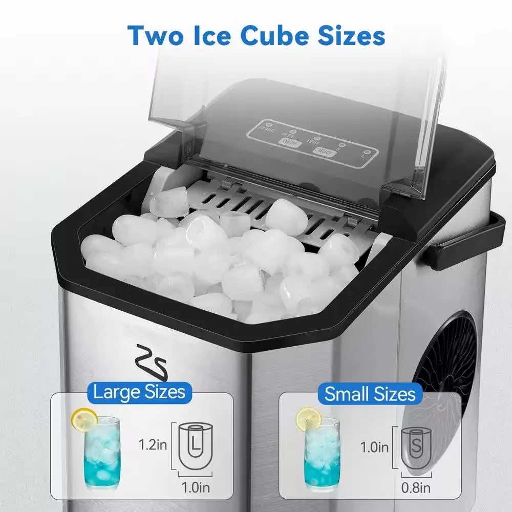 8.74 In. 26 Lb. Portable Ice Maker in Stainless Steel | Fridge.com