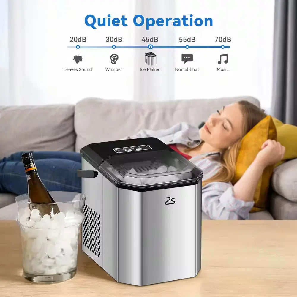 8.74 In. 26 Lb. Portable Ice Maker in Stainless Steel | Fridge.com