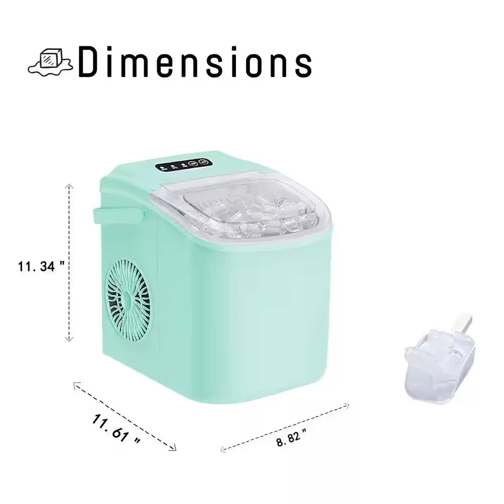 8.82 In. Countertop Ice Maker with Handle Scoop in Green | Fridge.com