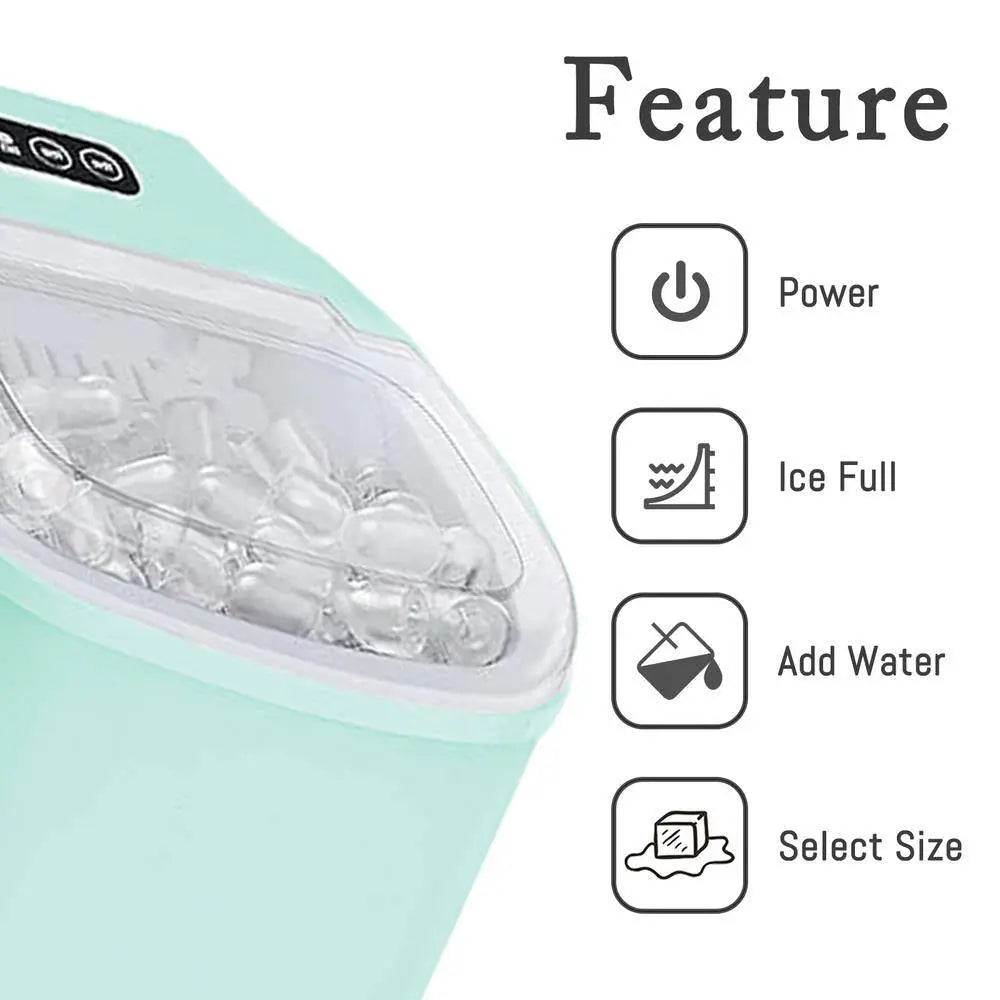 8.82 In. Countertop Ice Maker with Handle Scoop in Green | Fridge.com