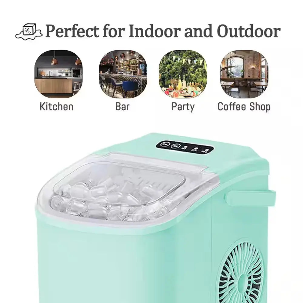 8.82 In. Countertop Ice Maker with Handle Scoop in Green | Fridge.com