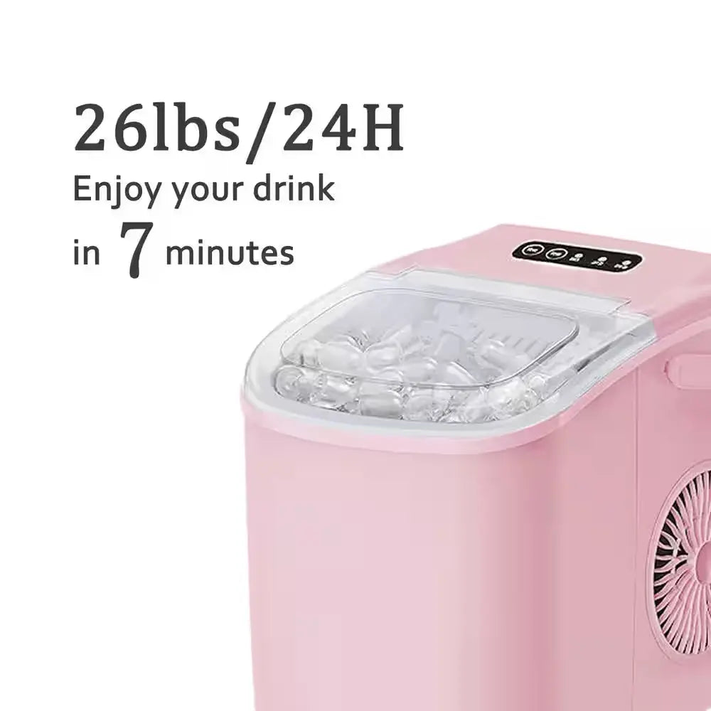 8.82 In. Countertop Ice Maker with Handle Scoop in Pink | Fridge.com