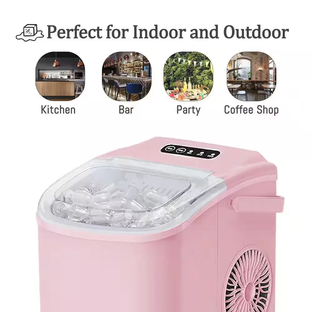 8.82 In. Countertop Ice Maker with Handle Scoop in Pink | Fridge.com