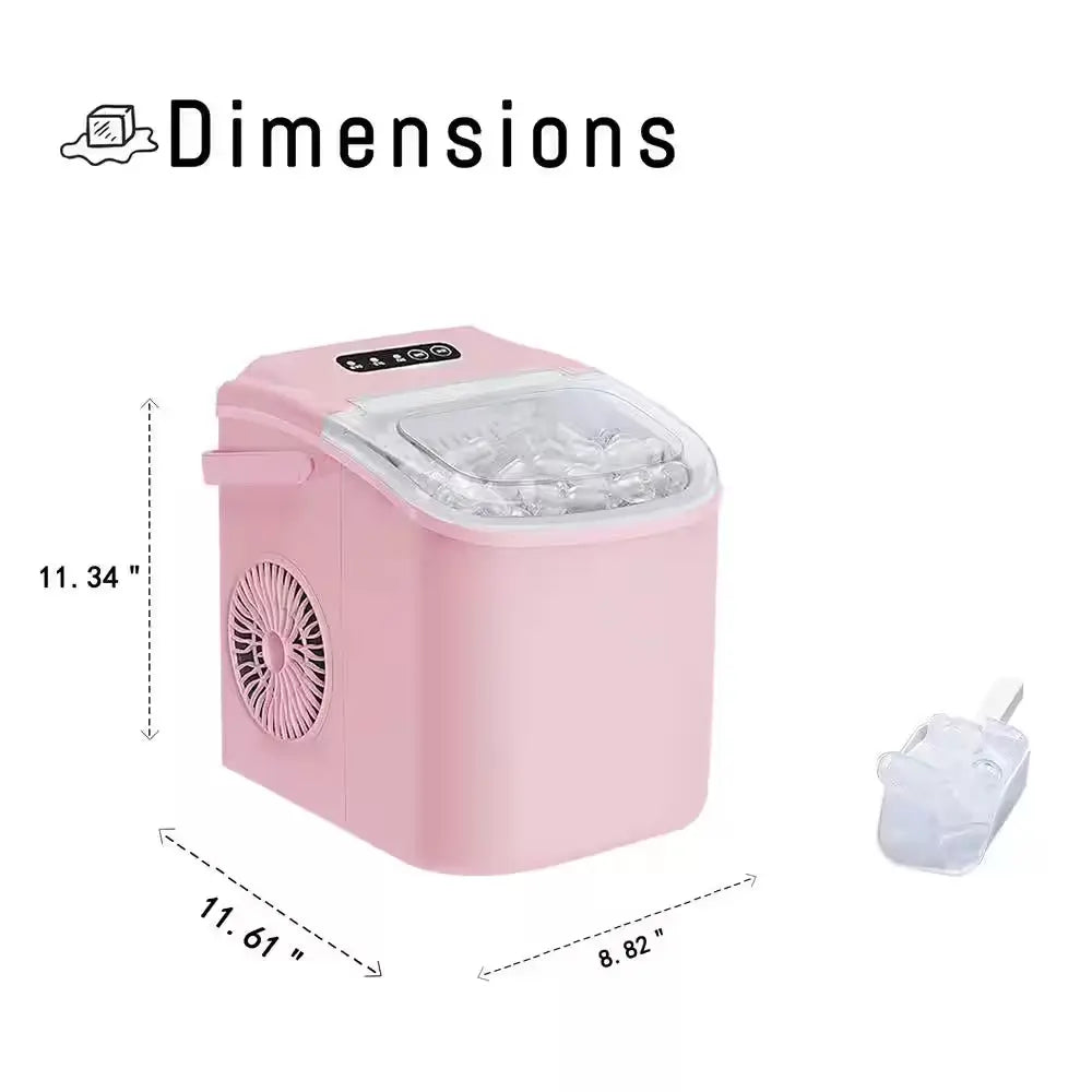 8.82 In. Countertop Ice Maker with Handle Scoop in Pink | Fridge.com