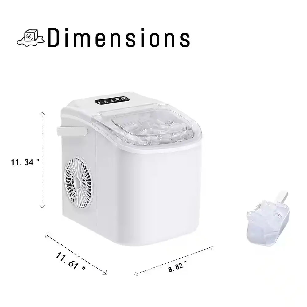 8.82 In. Countertop Ice Maker with Handle Scoop in White | Fridge.com