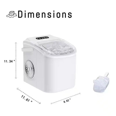 8.82 In. Countertop Ice Maker with Handle Scoop in White | Fridge.com