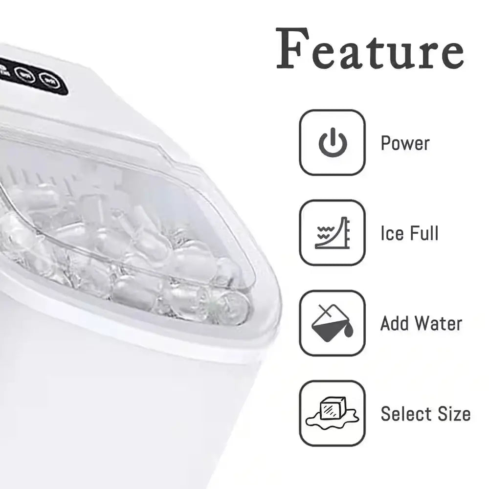 8.82 In. Countertop Ice Maker with Handle Scoop in White | Fridge.com