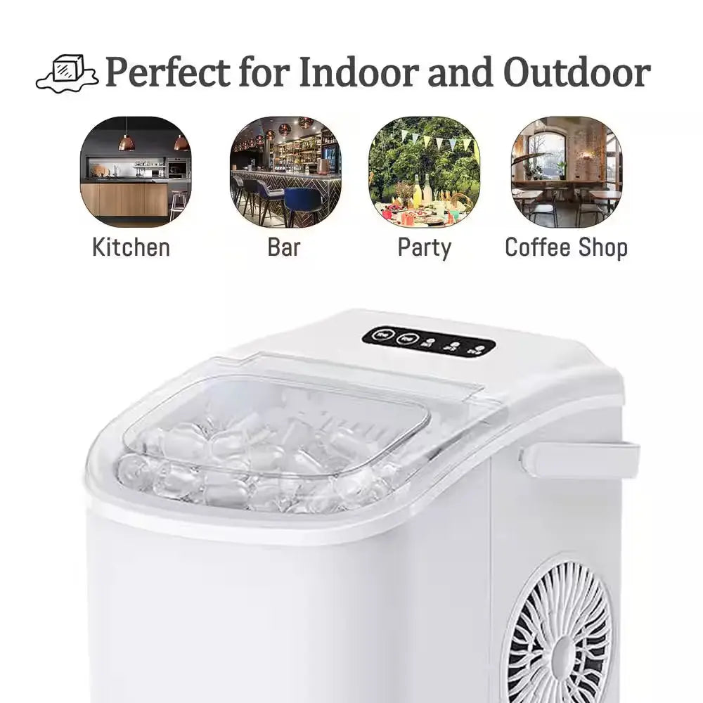 8.82 In. Countertop Ice Maker with Handle Scoop in White | Fridge.com