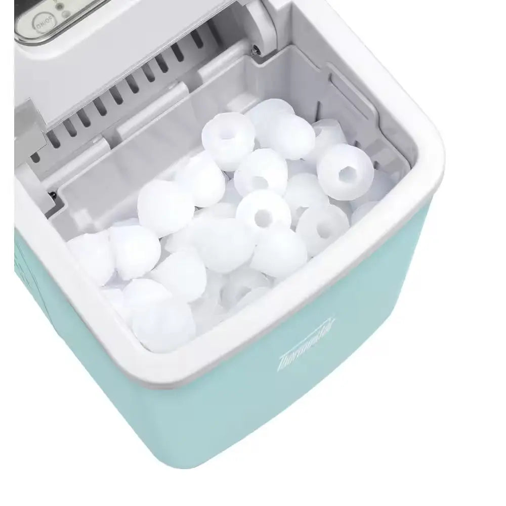 8.86 In. 26 Lb. Portable Ice Maker Machine in Aqua with Handle | Fridge.com