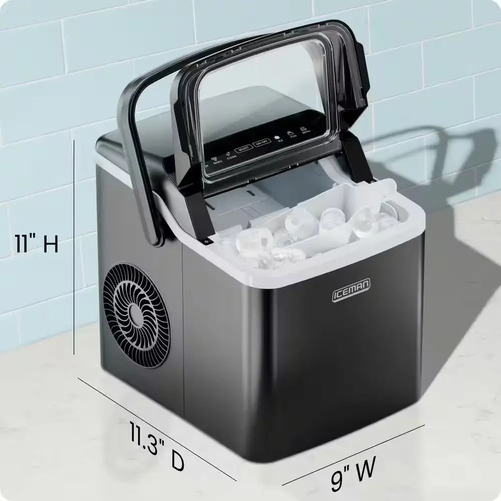 9 In. 22 Lbs. Bullet Countertop Portable Ice Maker in Black with 2-Ice Sizes and Self Cleaning Function | Fridge.com