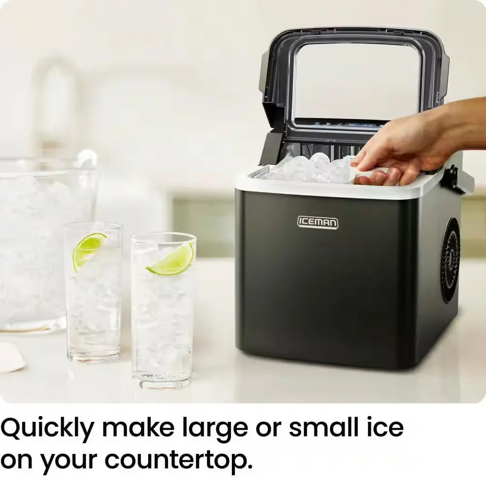 9 In. 22 Lbs. Bullet Countertop Portable Ice Maker in Black with 2-Ice Sizes and Self Cleaning Function | Fridge.com