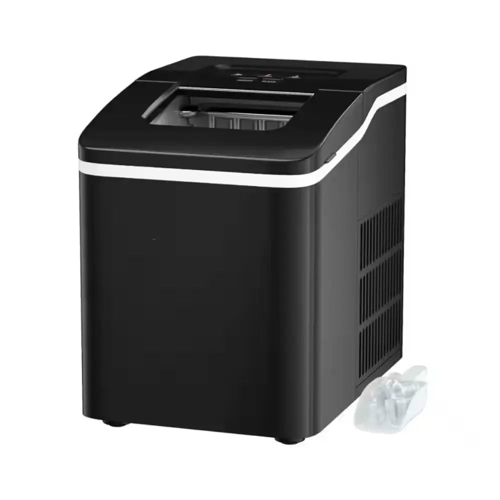 9 In. 26 Lb. Portable Ice Maker in Black Equipped with an Easy Control Panel and Transparent Lid | Fridge.com