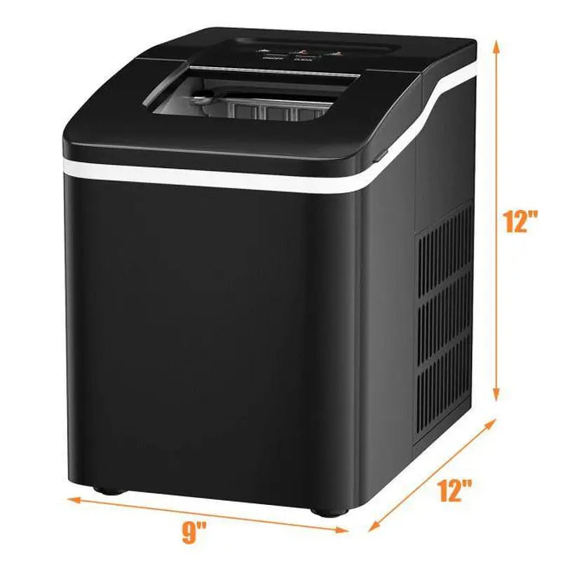 9 In. 26 Lb. Portable Ice Maker in Black Equipped with an Easy Control Panel and Transparent Lid | Fridge.com